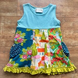 Matilda Jane Good Hart Bay Winds Tank Dress Patchwork Boho Pockets Sz 18 Months
